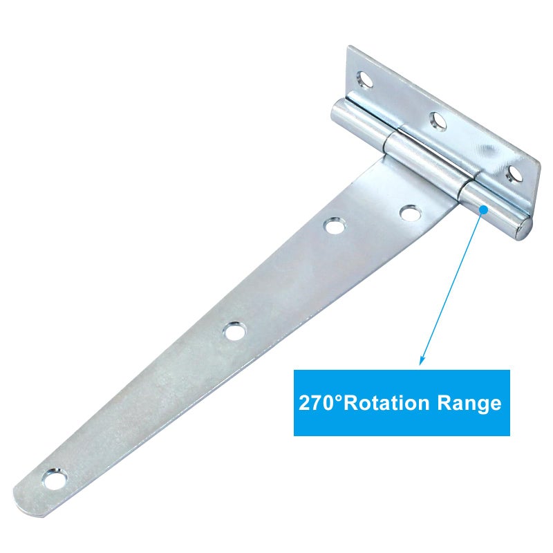 Murtenze 6Pack 6 Inch Silver T-Strap Shed Hinge,Barn Door Hinges Heavy Duty Gate Strap Hinge T Hinges For Barn Door, Shed Or Wooden Fences - Image 5
