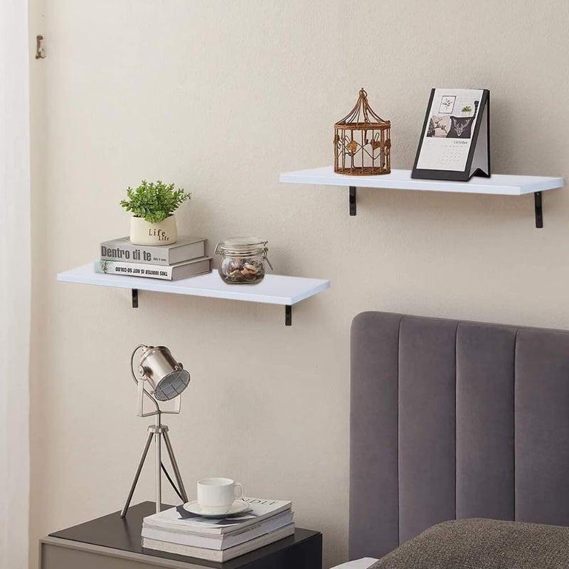 flux Floating Wall Shelf for Living Room Wall Mount Wall Shelves Book Shelves for Wall Room Kitchen Bathroom Bedroom and Home Decor 1 White Pack of 2 - Image 1