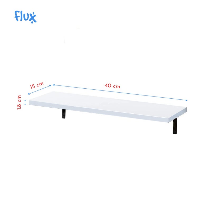 flux Floating Wall Shelf for Living Room Wall Mount Wall Shelves Book Shelves for Wall Room Kitchen Bathroom Bedroom and Home Decor 1 White Pack of 2 - Image 2