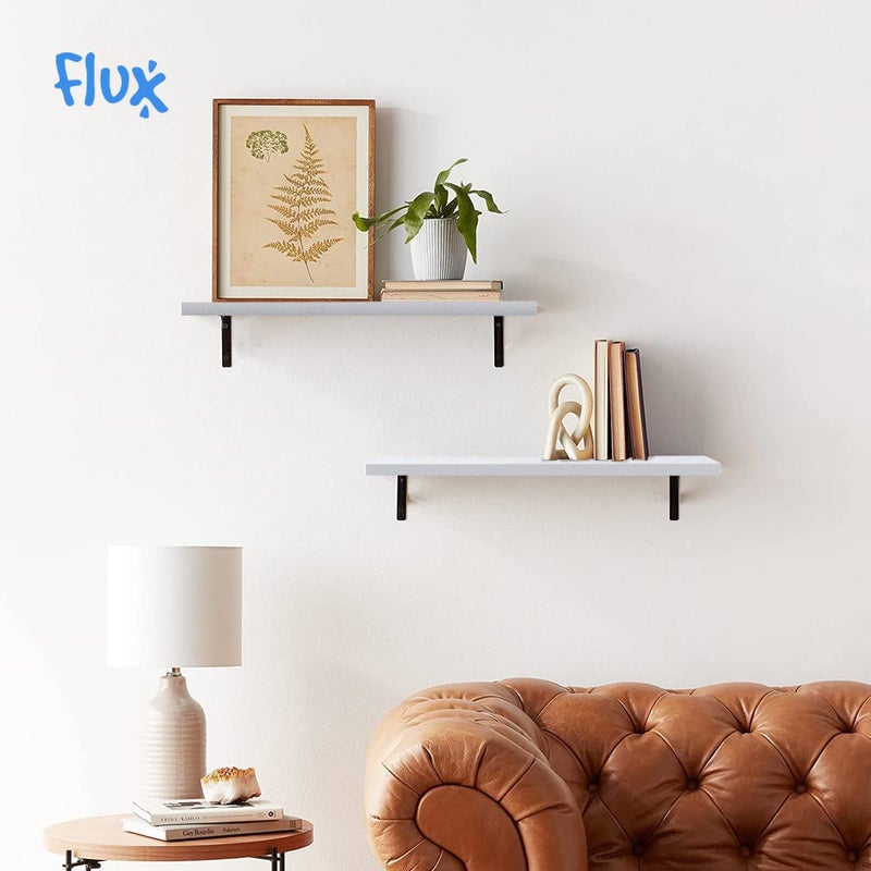 flux Floating Wall Shelf for Living Room Wall Mount Wall Shelves Book Shelves for Wall Room Kitchen Bathroom Bedroom and Home Decor 1 White Pack of 2 - Image 4