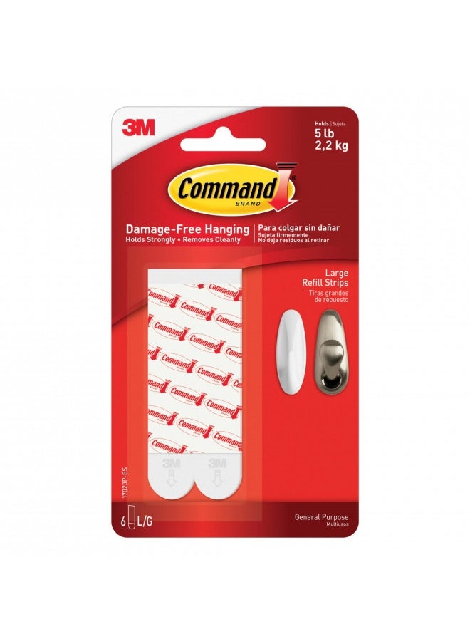 Command Command 08482000511, Large, White, (17023P-Es), 6 Refill Strips, 6 Count  - Image 1