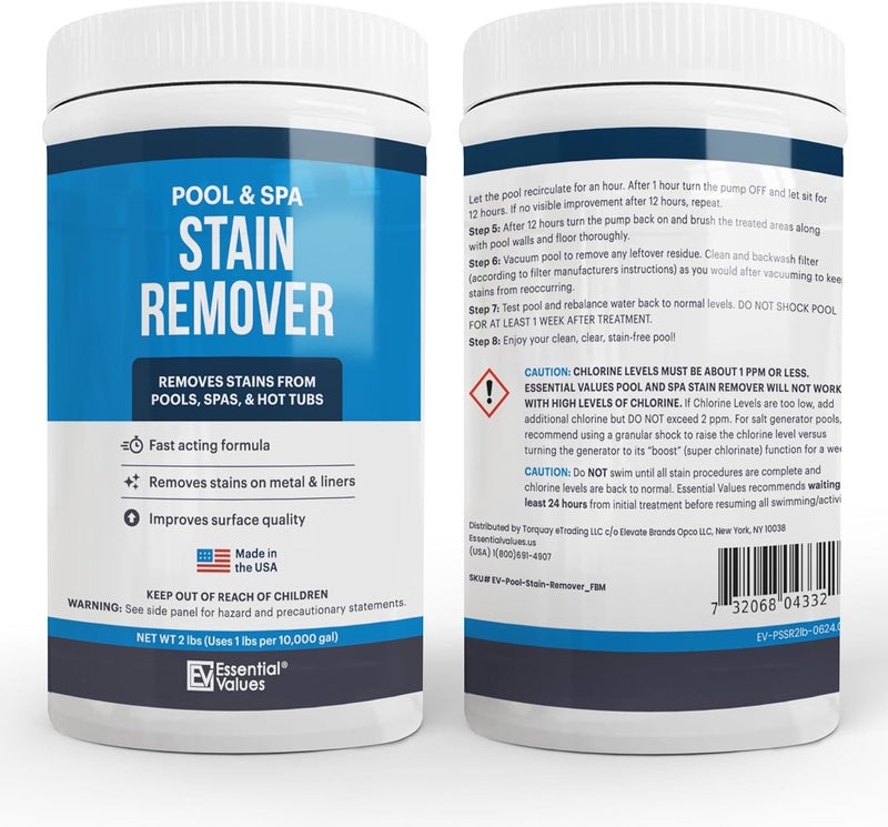 Essential Values Swimming Pool & Spa Stain Remover (2 LBS) - Compatible with Vinyl Liners, Fiberglass & Metals - Effective Formula Removes Rust & Tough Stains - Image 5