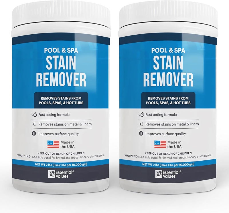 Essential Values Swimming Pool & Spa Stain Remover (2 LBS) - Compatible with Vinyl Liners, Fiberglass & Metals - Effective Formula Removes Rust & Tough Stains - Image 1