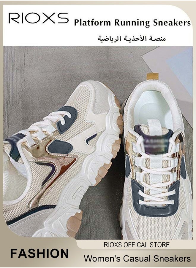 ريوكس - أحذية رياضية للنساء، وأحذية للركض في منصات سميكة للأحذية الرياضية هي للنساء، وأحذية مريحة للهواء على الشبكة، وأحذية واقية من التزلج للمشي، وأحذية التنس للسيدات - Image 1