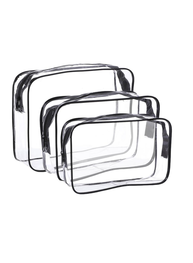 Clear Travel Toiletries Bag 3 PCS Portable Waterproof Toiletry Bags for Women and Men Clear Makeup Bags PVC Cosmetic Bag  Wash Bag for Travelling and Holiday - Image 1