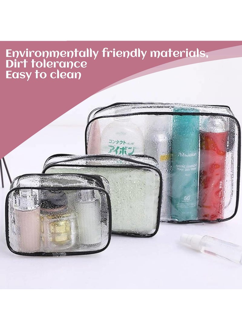 Clear Travel Toiletries Bag 3 PCS Portable Waterproof Toiletry Bags for Women and Men Clear Makeup Bags PVC Cosmetic Bag  Wash Bag for Travelling and Holiday - Image 5