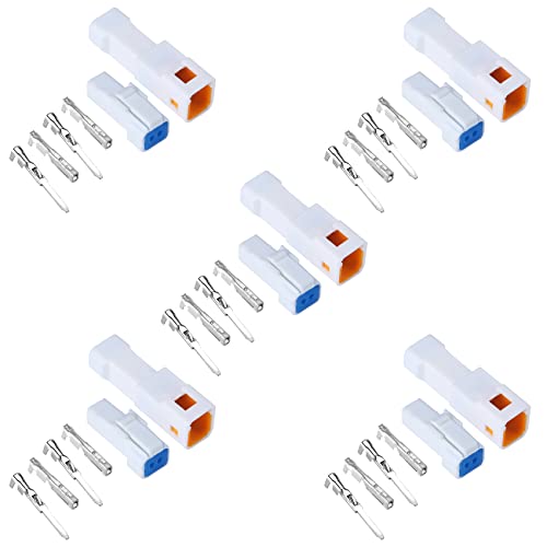 MUYI 5 Kits 2 Pin Way JST Waterproof Connector 2622 AWG Electric Socket 013033mm WiretoWire Connectors 20mm JWPFVSLE Series JST Plugs - Image 1