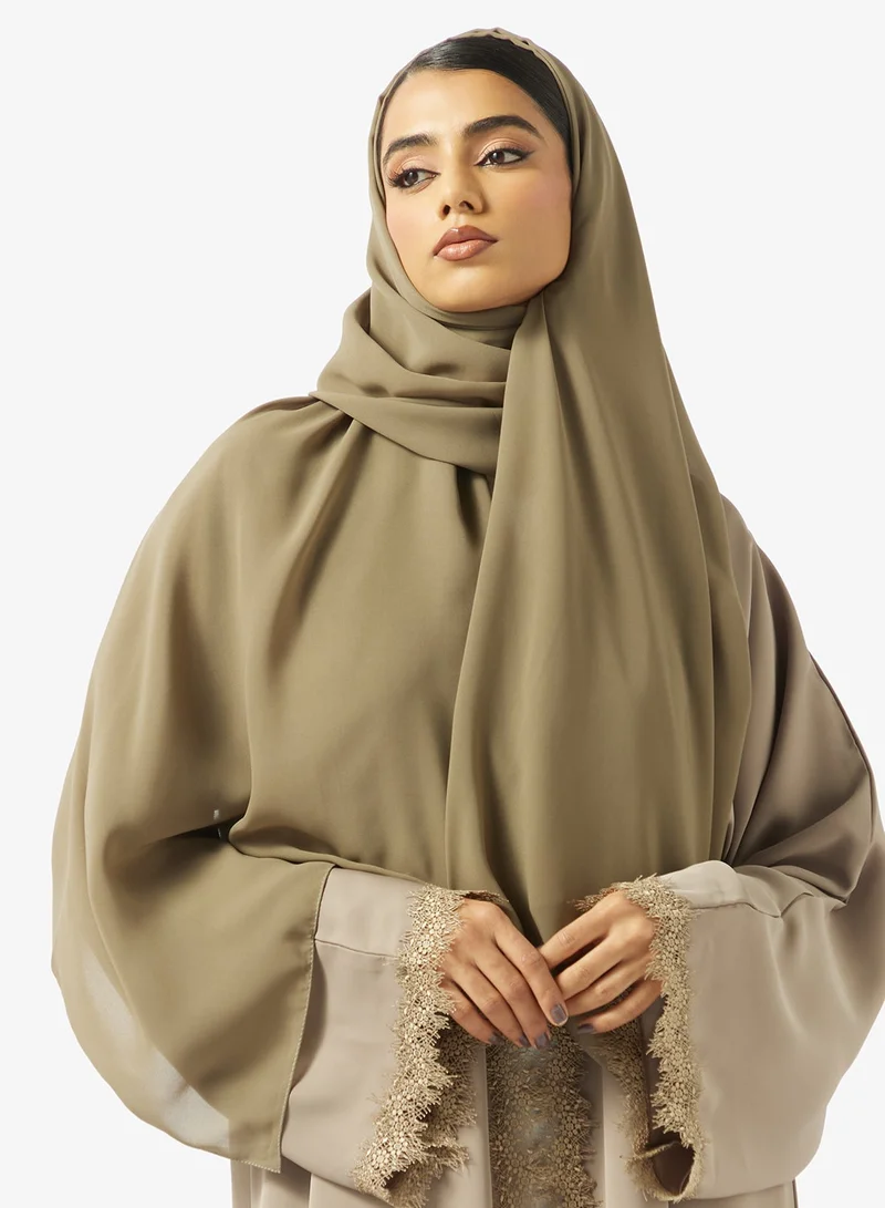 hayas closet  Lace detail Abaya With Sheila for Women | Best Price UAE