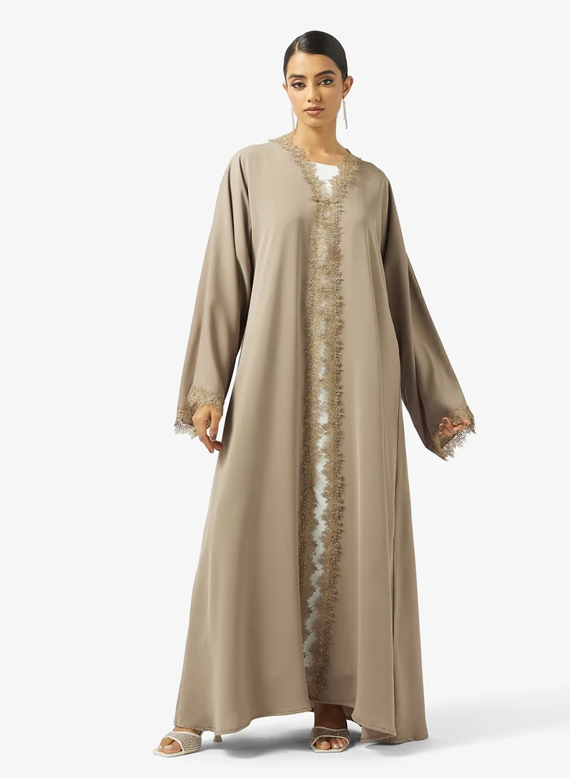 hayas closet  Lace detail Abaya With Sheila for Women | Best Price UAE