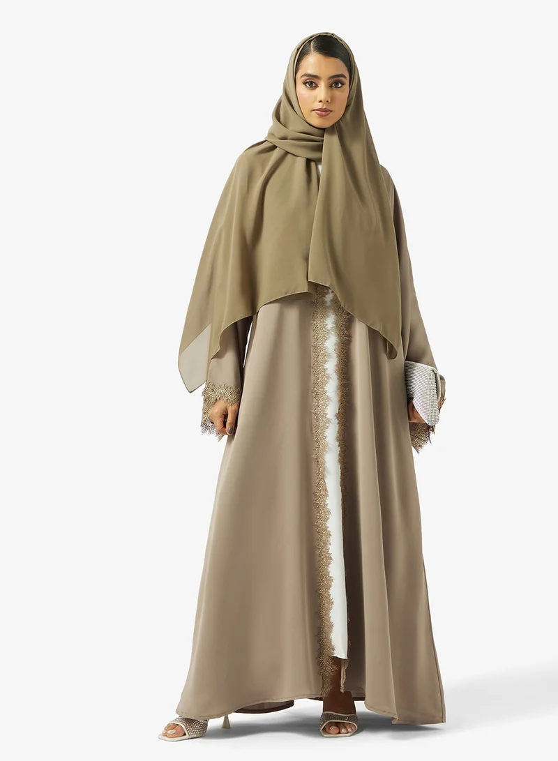 hayas closet  Lace detail Abaya With Sheila for Women | Best Price UAE