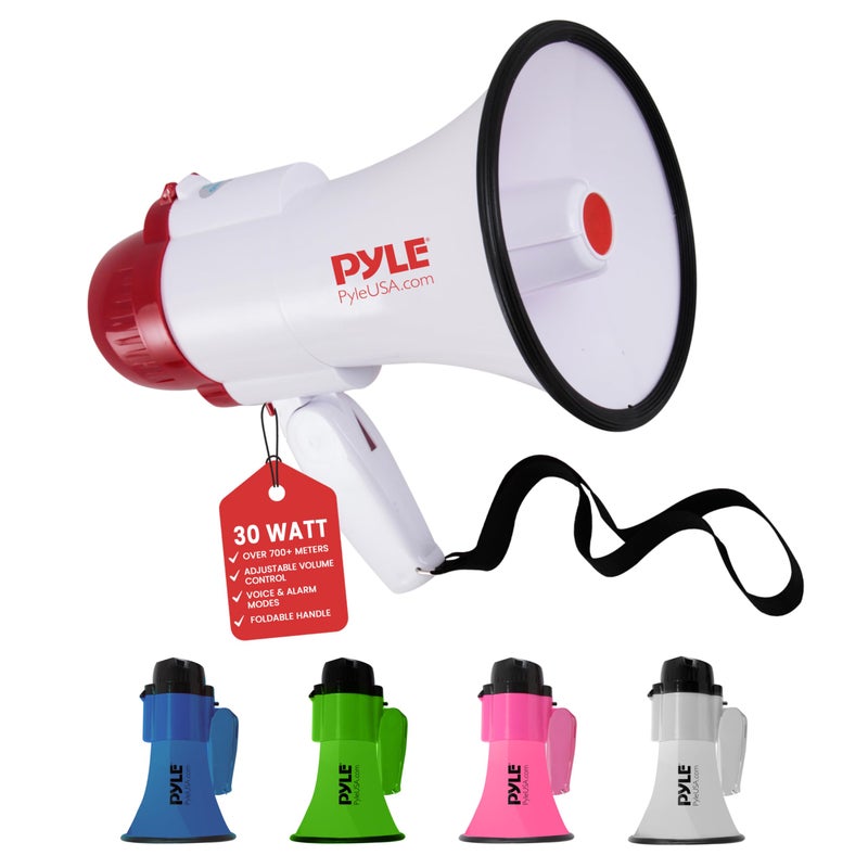 Pyle Pyle Megaphone Speaker Lightweight Bullhorn - Built-in Siren, Adjustable Volume Control and 800 Yard Range - PMP30  - Image 1