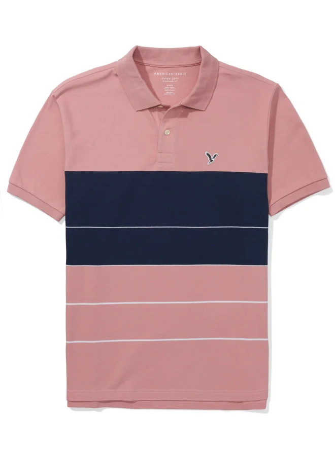 American Eagle AE Striped Icon Polo Shirt