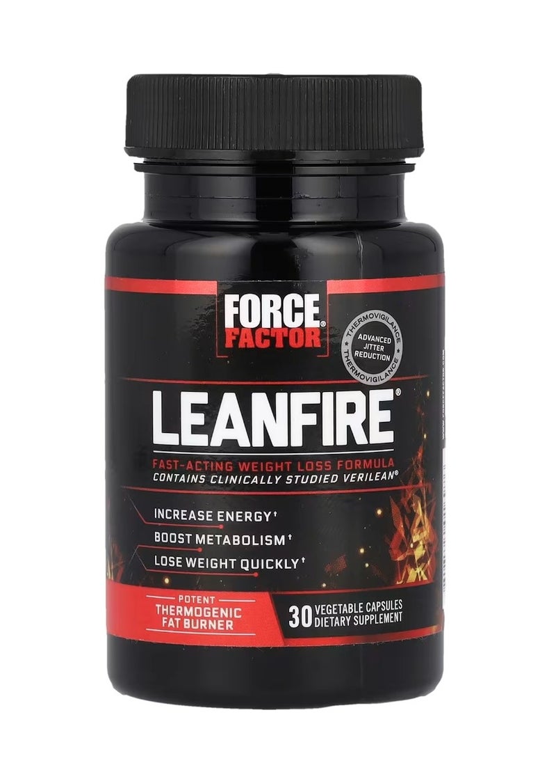 Force Factor LeanFire Fast Acting Weight Loss Formula 30 Veggie Capsules  - Image 1