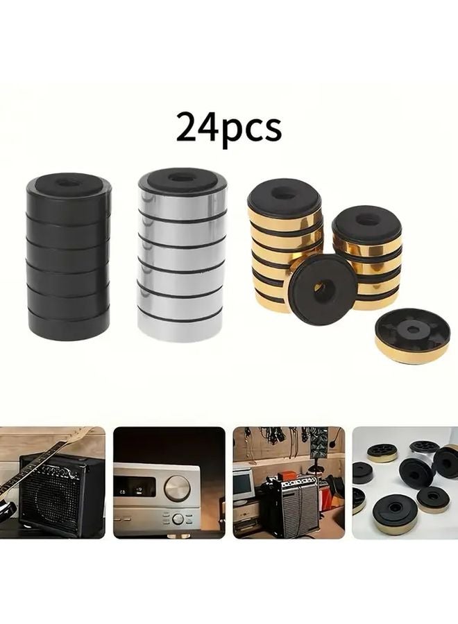 24 قطعة من أقدام عزل السماعات السوداء 40 مم قواعد امتصاص الصدمات لأجهزة الصوت هاي فاي ساب ووفر - Image 2