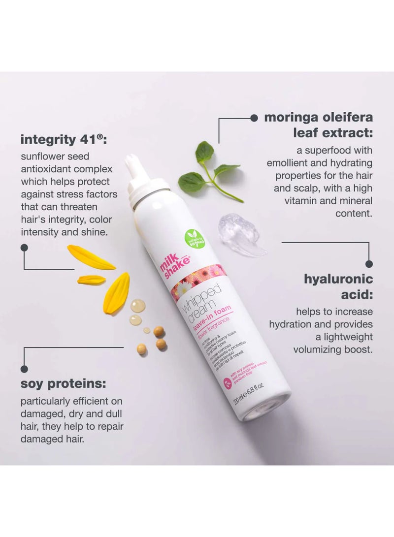 Milk Shake Whipped Cream Flower Leave-In Conditioning Foam – Vegan No Rinse Hair Moisturizer with Moringa Extract & Integrity 41 for Hydration, Shine & Color Protection, 200ml - Image 4