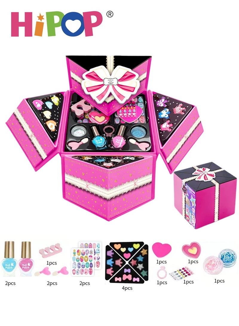 HIPOP Makeup Set for Kids,Portable Cosmetic Toys Washable and Nontoxic,Girls Pretend Play Toy - Image 1