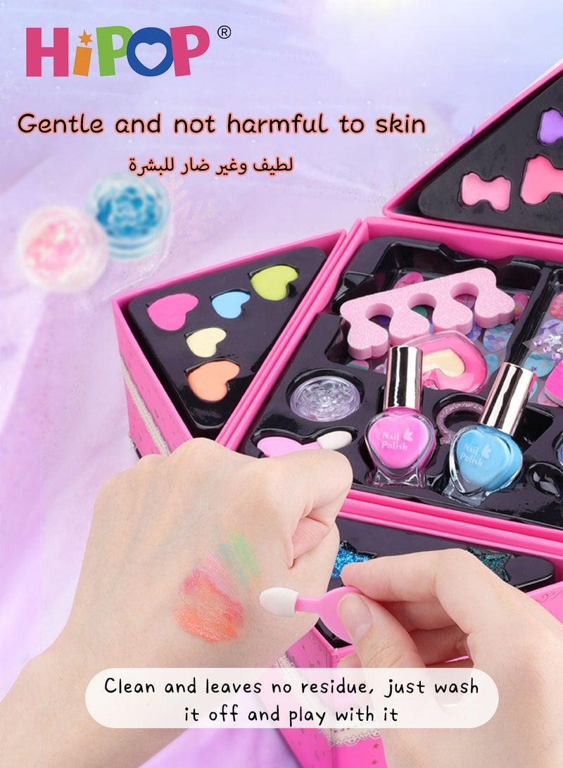 HIPOP Makeup Set for Kids,Portable Cosmetic Toys Washable and Nontoxic,Girls Pretend Play Toy - Image 3