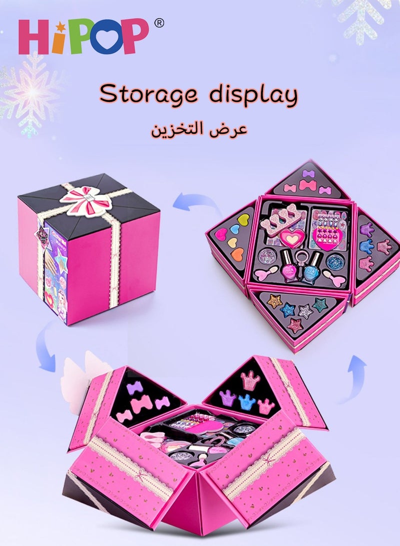 HIPOP Makeup Set for Kids,Portable Cosmetic Toys Washable and Nontoxic,Girls Pretend Play Toy - Image 2