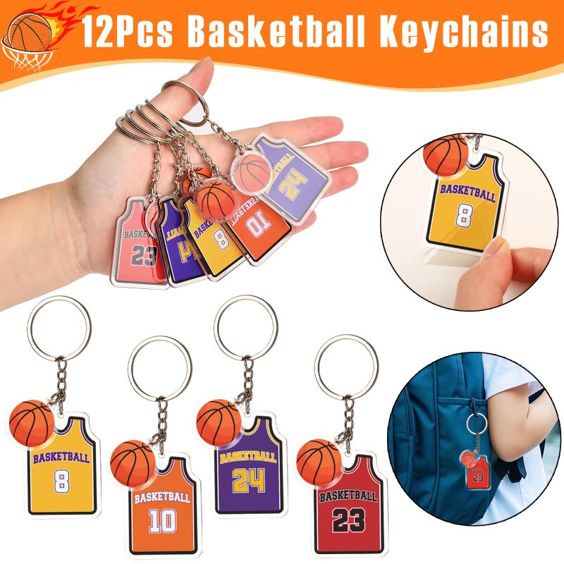 SNLN 12 Sets Basketball Party Favors Basketball Goodie Bags for Boys Includes Drawstring Bag Silicone Bracelet Keychain Tattoo Sticker for Sports Goodie Bags Basketball Birthday Party Supplies Decor - Image 5