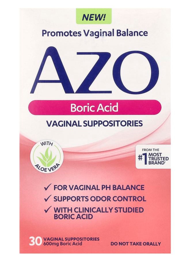 AZO Boric Acid Vaginal Suppositories 600 mg 30 Suppositories 