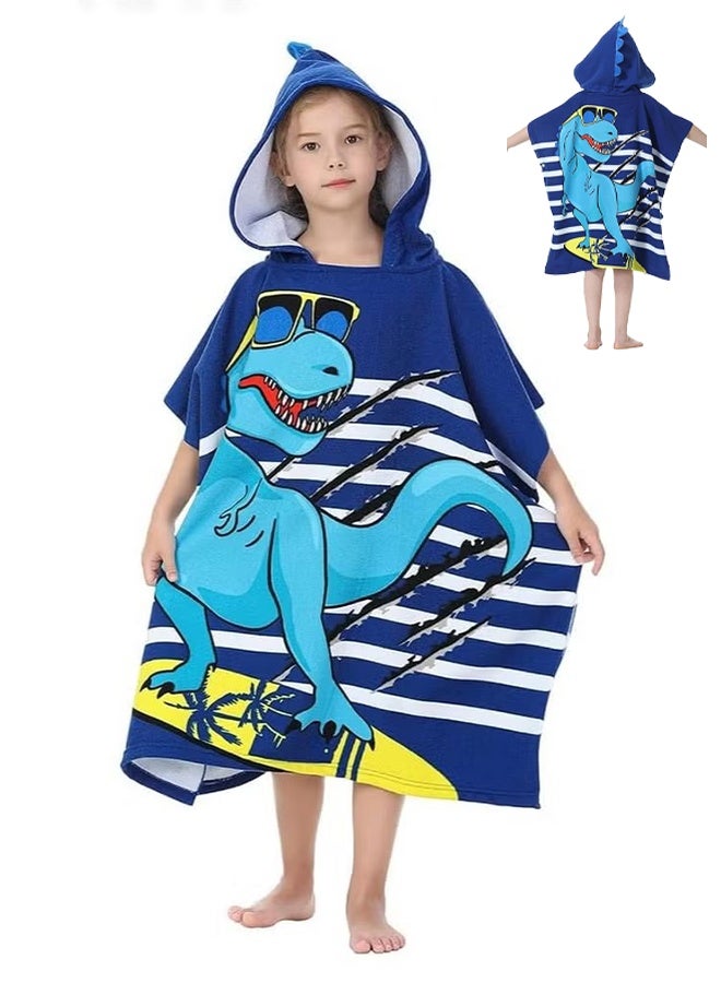 Kids Hooded Dinosaur Bath Towel, Absorbent Quick Dry Soft Microfiber Poncho Cover ups, Hooded Bath Beach Towel Poncho for Bath, Pool, Beach Swim Cover for 4-10 Years Old Girls Boys - 60 * 120cm - Image 1