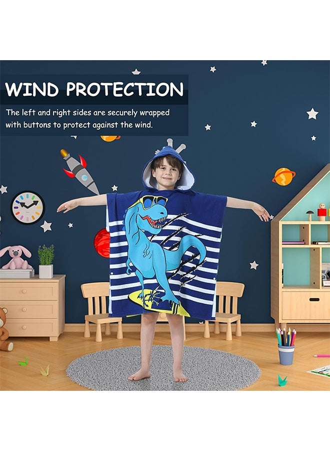 Kids Hooded Dinosaur Bath Towel, Absorbent Quick Dry Soft Microfiber Poncho Cover ups, Hooded Bath Beach Towel Poncho for Bath, Pool, Beach Swim Cover for 4-10 Years Old Girls Boys - 60 * 120cm - Image 5