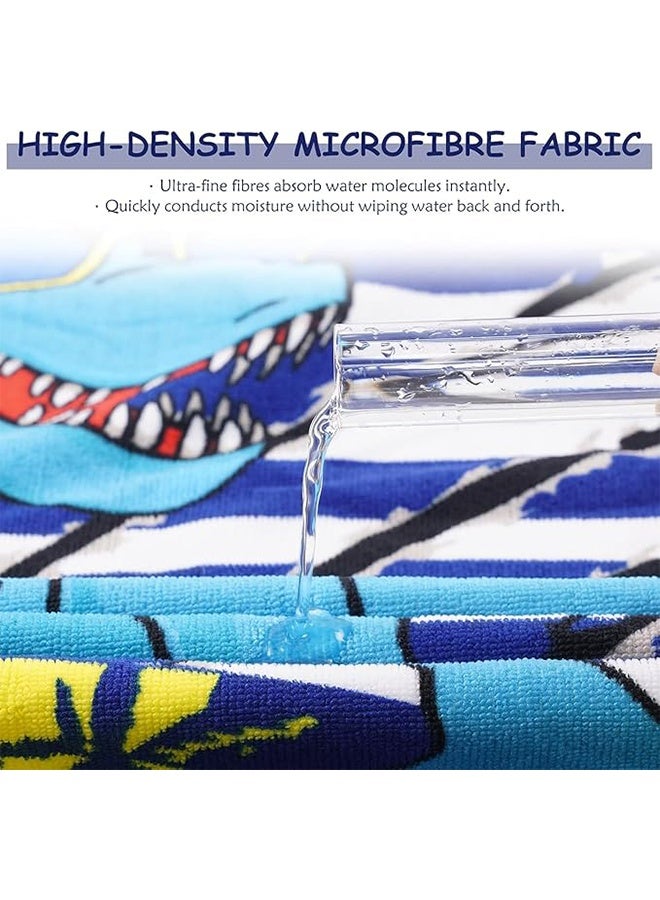 Kids Hooded Dinosaur Bath Towel, Absorbent Quick Dry Soft Microfiber Poncho Cover ups, Hooded Bath Beach Towel Poncho for Bath, Pool, Beach Swim Cover for 4-10 Years Old Girls Boys - 60 * 120cm - Image 3