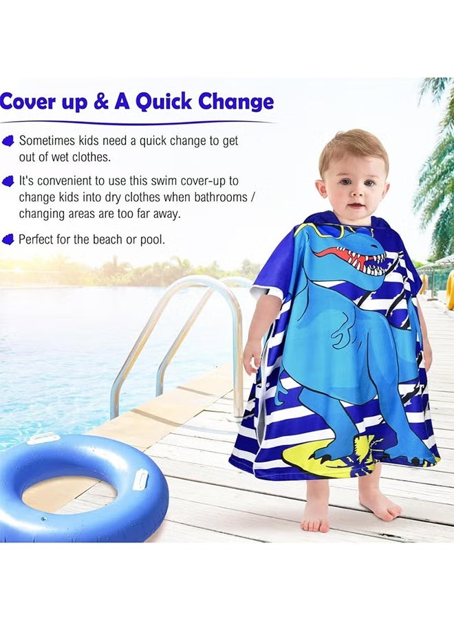 Kids Hooded Dinosaur Bath Towel, Absorbent Quick Dry Soft Microfiber Poncho Cover ups, Hooded Bath Beach Towel Poncho for Bath, Pool, Beach Swim Cover for 4-10 Years Old Girls Boys - 60 * 120cm - Image 4