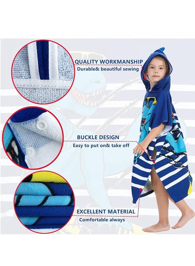 Kids Hooded Dinosaur Bath Towel, Absorbent Quick Dry Soft Microfiber Poncho Cover ups, Hooded Bath Beach Towel Poncho for Bath, Pool, Beach Swim Cover for 4-10 Years Old Girls Boys - 60 * 120cm - Image 2