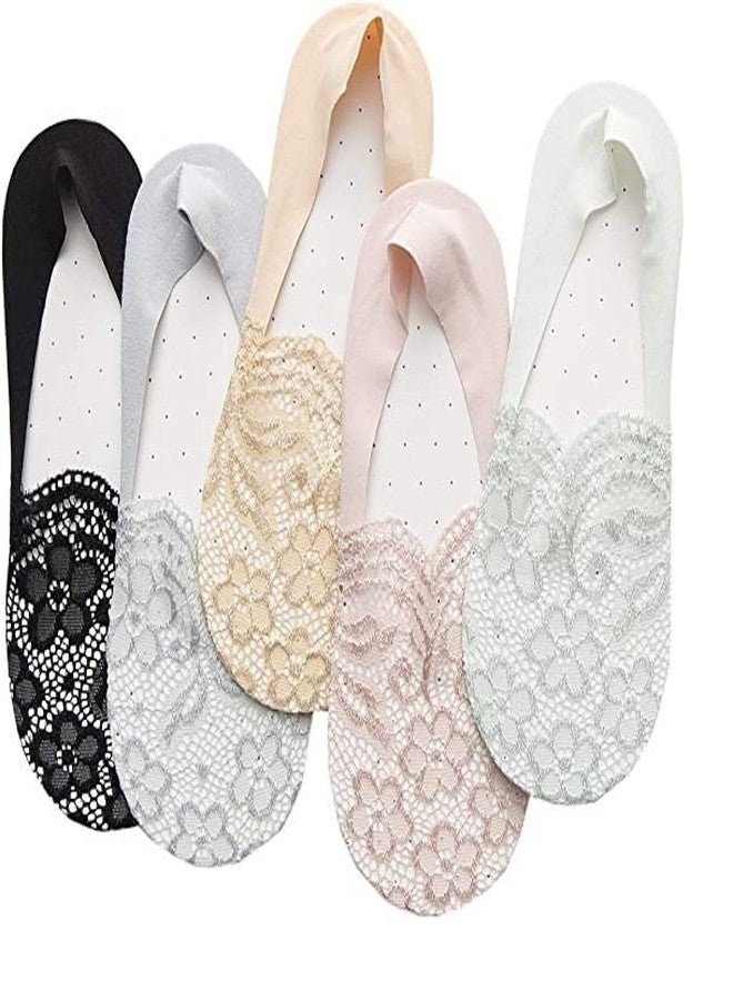 CHACKO Women Anti-Skid Lace Net Ankle Length Socks/Footie/Sock Liner/Foot Cover (Pack Of 2) Free Size,Multi - Image 1