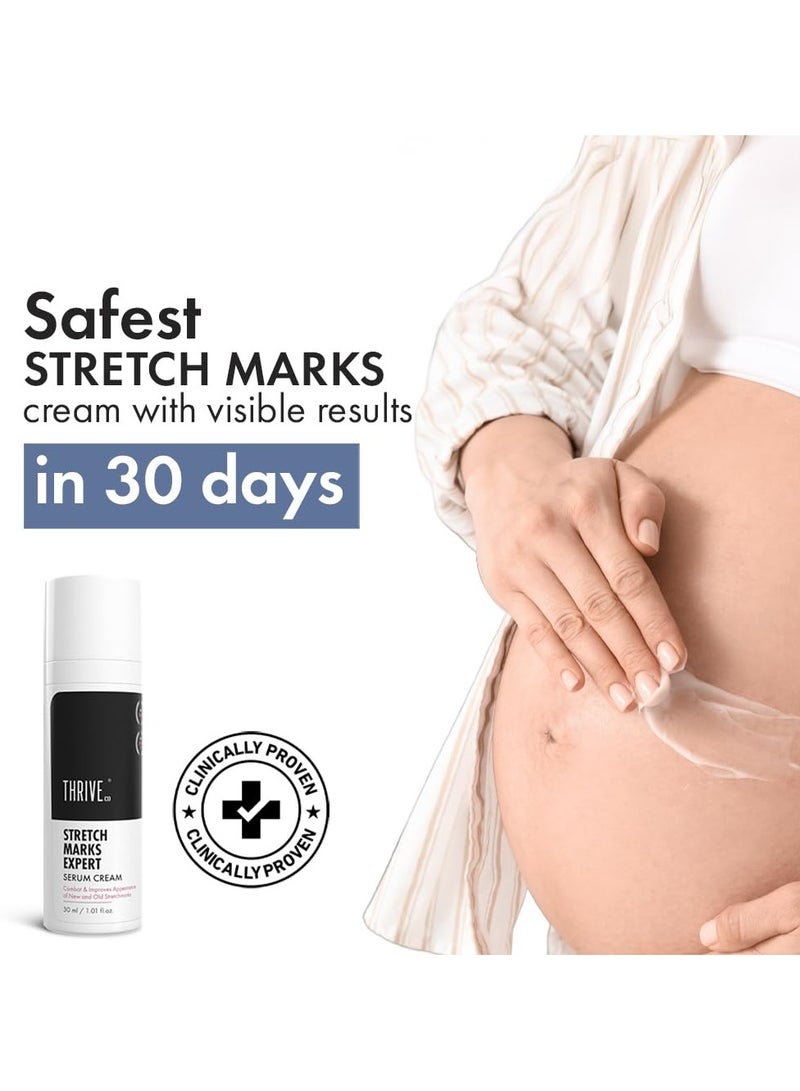 ThriveCo Stretch Marks Expert Serum Cream | For New (red) & Old (white) Stretch Marks Removal & Skin Hydration | Powered by Striover™, Rosehip Oil & Squalane | For Men & Women | 30ml - Image 2