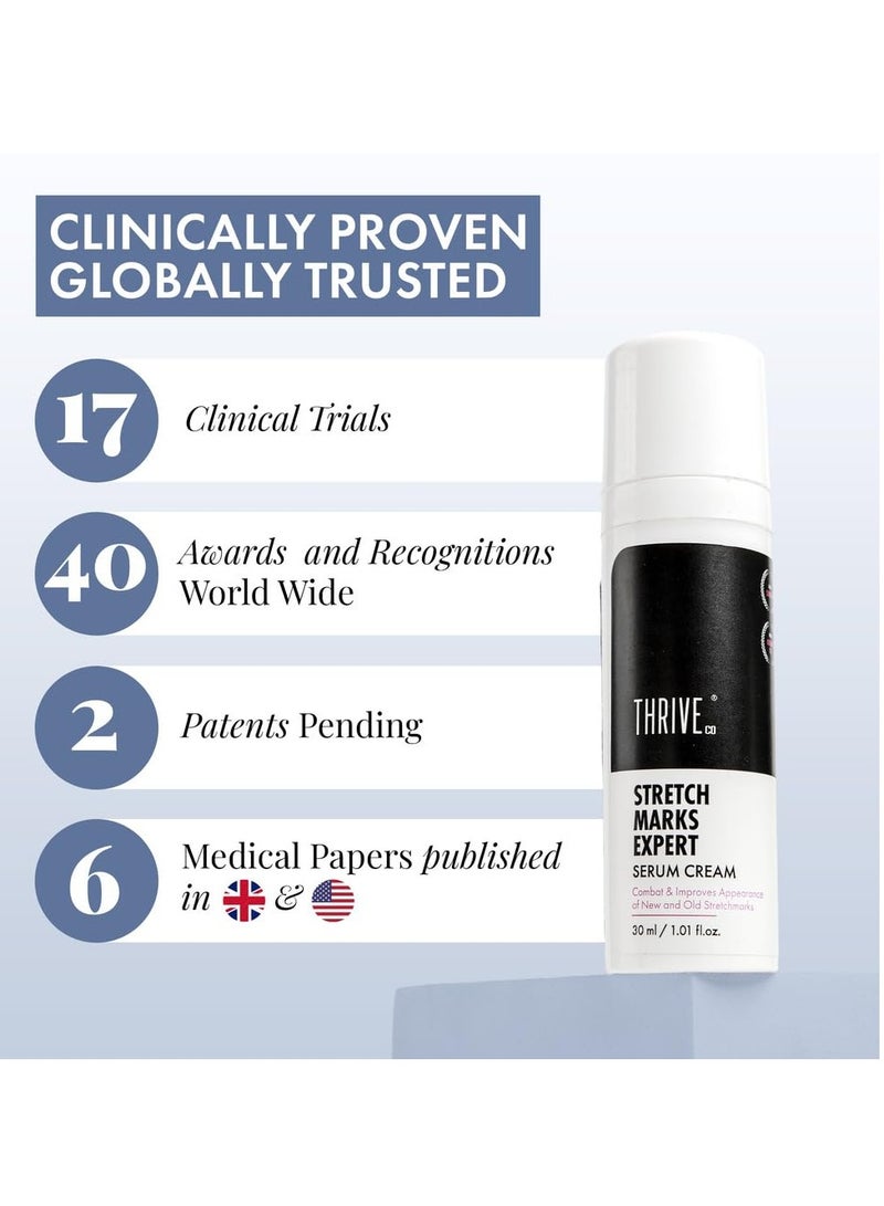 ThriveCo Stretch Marks Expert Serum Cream | For New (red) & Old (white) Stretch Marks Removal & Skin Hydration | Powered by Striover™, Rosehip Oil & Squalane | For Men & Women | 30ml - Image 3