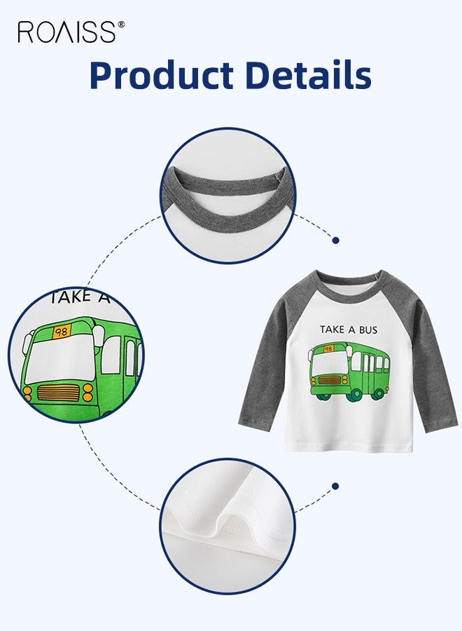 roaiss 3PCS Kids Long-Sleeve T-Shirt, Soft Comfortable Shirt with Cartoon Pattern, Casual Crewneck Printed T-Shirts for Boys, Suitable for All Occasions - Image 3