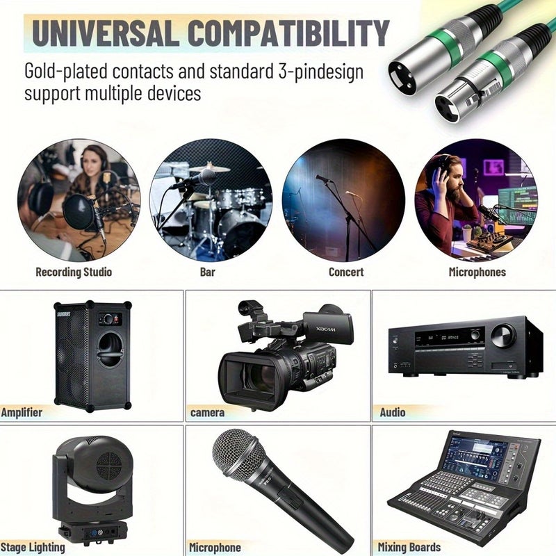 1 حزمة كابل ميكروفون XLR بطول 20 قدم (6 أمتار) من ذكر إلى أنثى، نحاس خالٍ من الأكسجين، توصيل صوتي متوازن للميكروفونات وأجهزة المزج ومكبرات الصوت، باللون الأسود. - Image 4