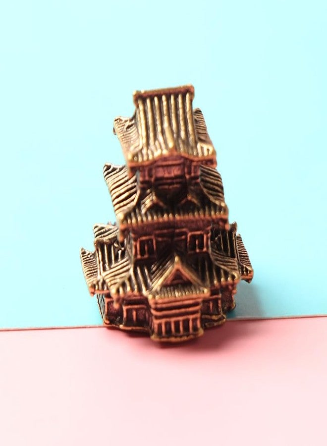 NOIAFZY 3PCS Vintage Brass Miniature Architecture Statues - Chinese Style Pagoda Bonsai Model, Decorative Figurines for Home Decor, Living Room Display, No Power Needed - Image 4