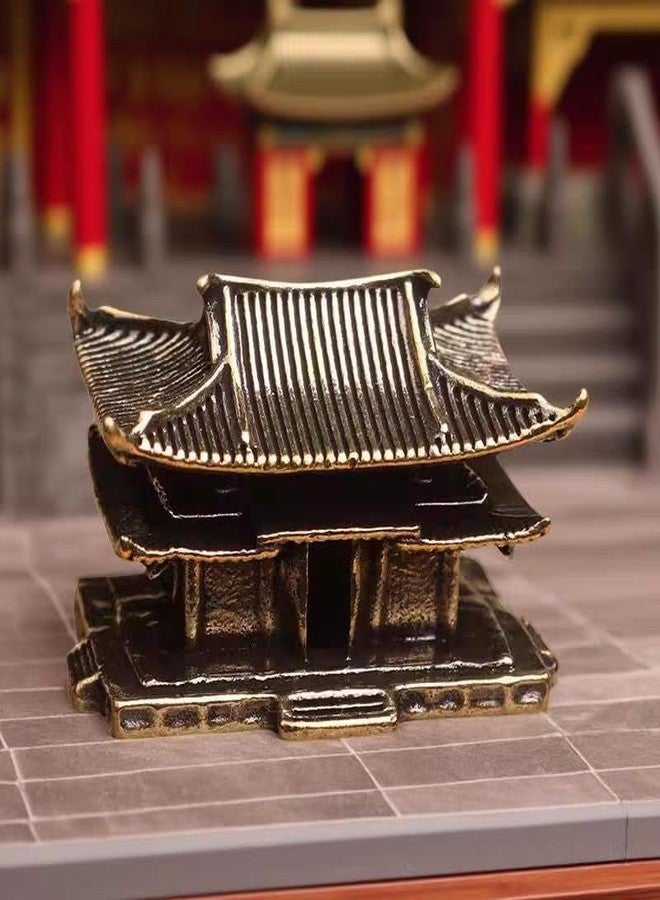 NOIAFZY 3PCS Vintage Brass Miniature Architecture Statues - Chinese Style Pagoda Bonsai Model, Decorative Figurines for Home Decor, Living Room Display, No Power Needed - Image 2
