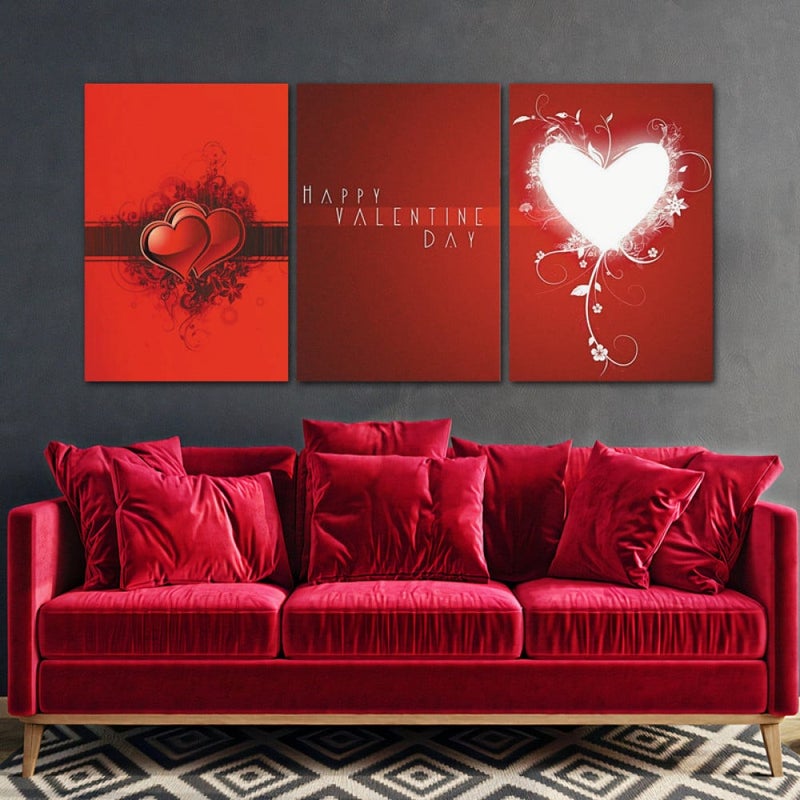 ماركتنا ثلاث لوحات قماشية لعيد الحب مع برواز مجوف مقاس (90×40) ثلاث قطع - Image 1
