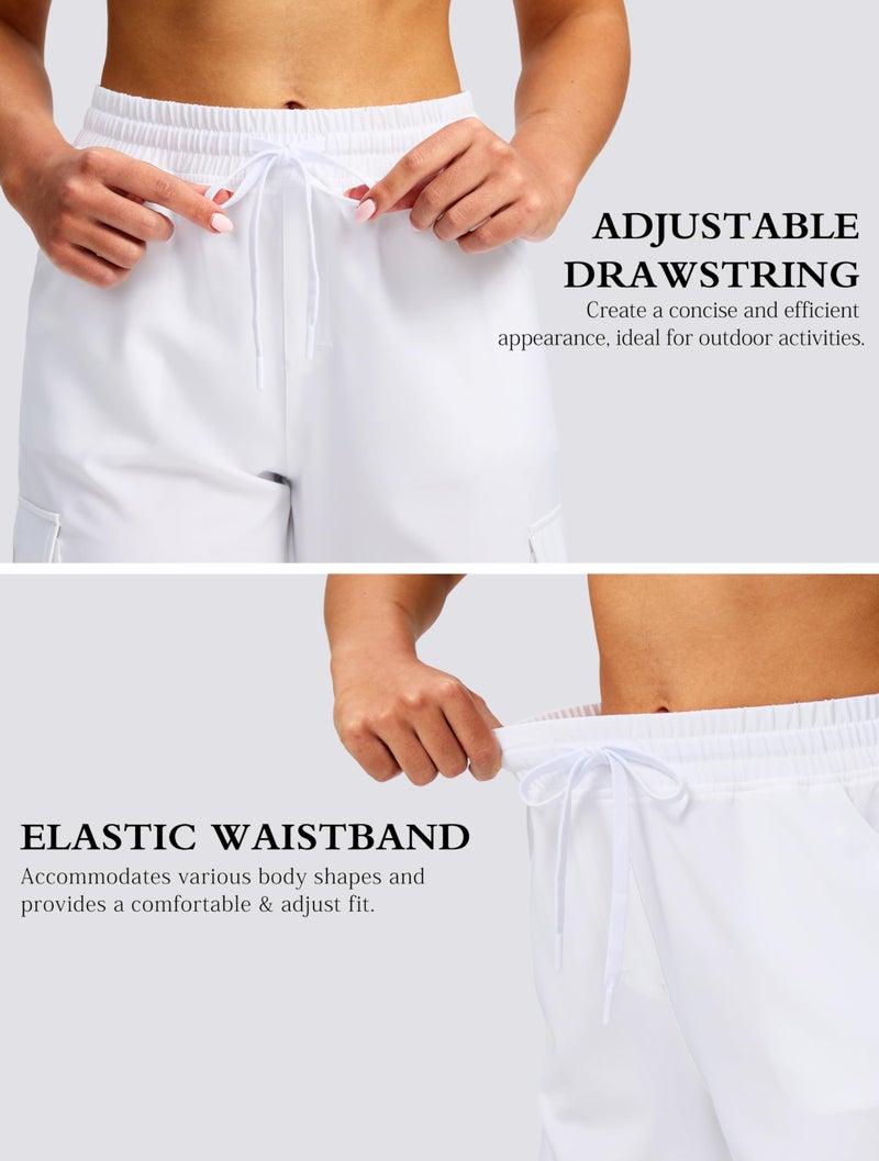 Viodia 15" Long Shorts for Women Hiking Cargo Bermuda Shorts Lightweight Quick Dry Knee Length Capris for Summer Travel Fishing White - Image 5