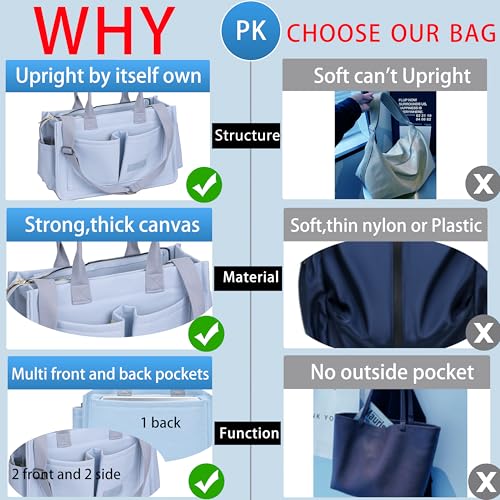 ZHMO Tote Bag for Women With Compartments and Zipper,Large Canvas Tote Women's Purse Crossbody Bags Work Laptop Book Bag Top Handle Satchels Handbags Shoulder Bag for Travel Nurse Teacher Church Gym Beach - Image 5
