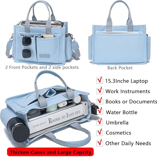 ZHMO Tote Bag for Women With Compartments and Zipper,Large Canvas Tote Women's Purse Crossbody Bags Work Laptop Book Bag Top Handle Satchels Handbags Shoulder Bag for Travel Nurse Teacher Church Gym Beach - Image 2