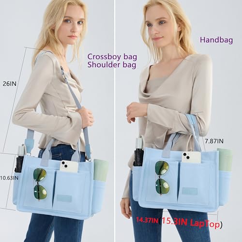 ZHMO Tote Bag for Women With Compartments and Zipper,Large Canvas Tote Women's Purse Crossbody Bags Work Laptop Book Bag Top Handle Satchels Handbags Shoulder Bag for Travel Nurse Teacher Church Gym Beach - Image 3