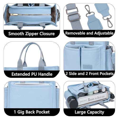 ZHMO Tote Bag for Women With Compartments and Zipper,Large Canvas Tote Women's Purse Crossbody Bags Work Laptop Book Bag Top Handle Satchels Handbags Shoulder Bag for Travel Nurse Teacher Church Gym Beach - Image 4