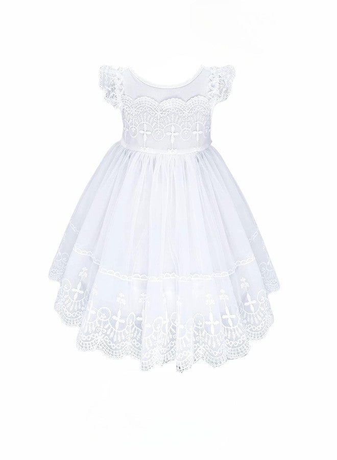 Bow Dream Baby Girl Baptism Dress Gown Rhainstones Wedding Outfits White 6-12 Months
