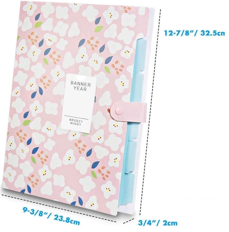 Corslet Pack of 6 Floral Expanding File Folder File Holder for Documents with 5 Pockets Organizer Plastic A4 Size Organizer for Personal Use Multi-Project Organization for School Teacher and Office - Image 3