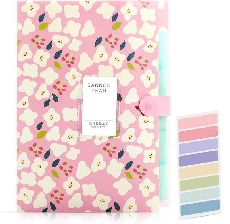 Corslet Pack of 6 Floral Expanding File Folder File Holder for Documents with 5 Pockets Organizer Plastic A4 Size Organizer for Personal Use Multi-Project Organization for School Teacher and Office - Image 2