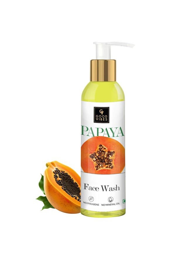 Good Vibes Papaya Brightening Face Wash 200 ml - Radiant Glowing Moisturizing Brightening Anti Ageing Pore Cleansing Formula for All Skin Types, Natural, No Parabens & Mineral Oil, No Animal Testing - Image 1