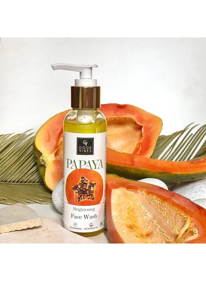 Good Vibes Papaya Brightening Face Wash 200 ml - Radiant Glowing Moisturizing Brightening Anti Ageing Pore Cleansing Formula for All Skin Types, Natural, No Parabens & Mineral Oil, No Animal Testing - Image 2