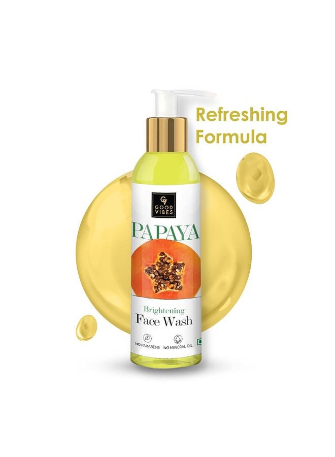Good Vibes Papaya Brightening Face Wash 200 ml - Radiant Glowing Moisturizing Brightening Anti Ageing Pore Cleansing Formula for All Skin Types, Natural, No Parabens & Mineral Oil, No Animal Testing - Image 3