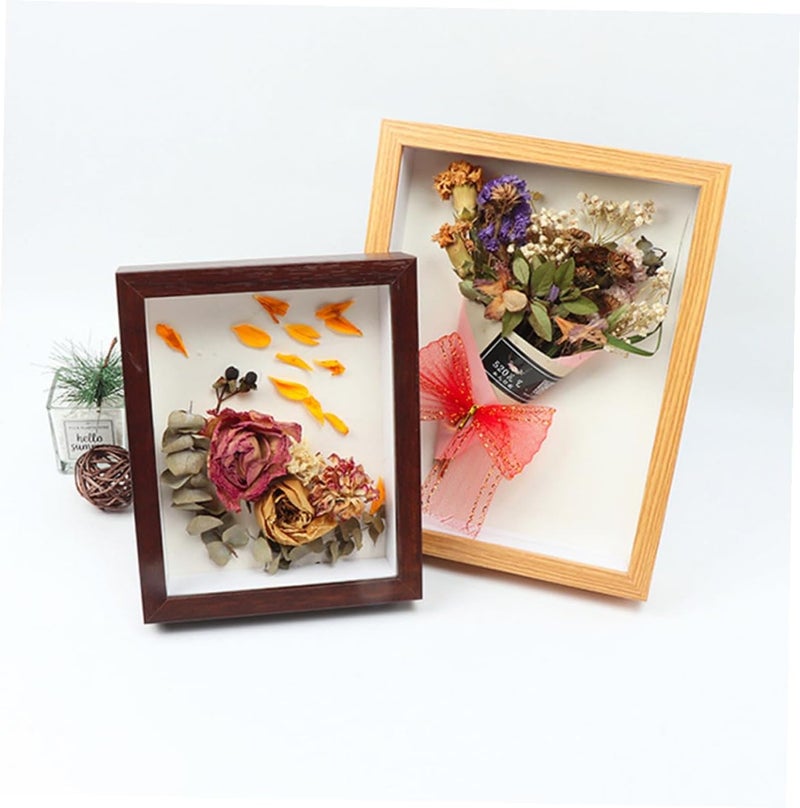 Wooden Photo Display Frame 6-inch Hollow 3d Quilling Artwork Frame with Dried Flower Holder for Tabletop Home Décor - Image 3