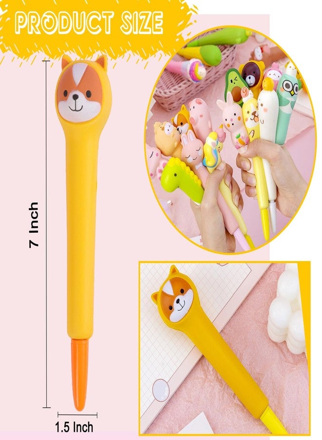 KUNHEHO 12pcs Cute Kawaii Gel Pens for Girls & Boys, Stress Relief, Squishy, Back to School, Easter Gifts, Multicolor, Fine Point, Black Ink, Soft Grip, Round Body, 0.5mm, Snap Closure - Image 2